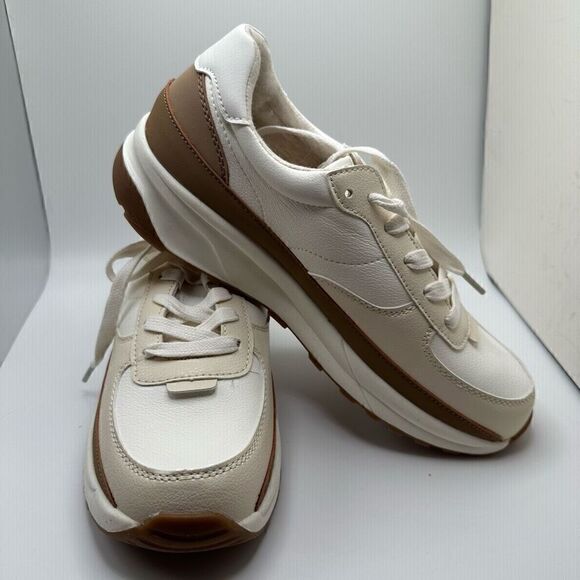 CUSHIONAIRE Women's lace up Sneaker +Comfort Foam 8.5 WHITE/TAN - Picture 6 of 7